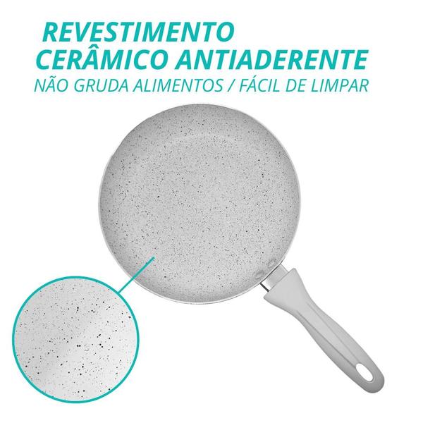 Kit 3 Frigideira Cerâmica Antiaderente Ibiza Vanilla 20cm - CASAMBIENTE Imagem de Kit 3 Frigideira Cerâmica Antiaderente Ibiza Vanilla 20cm