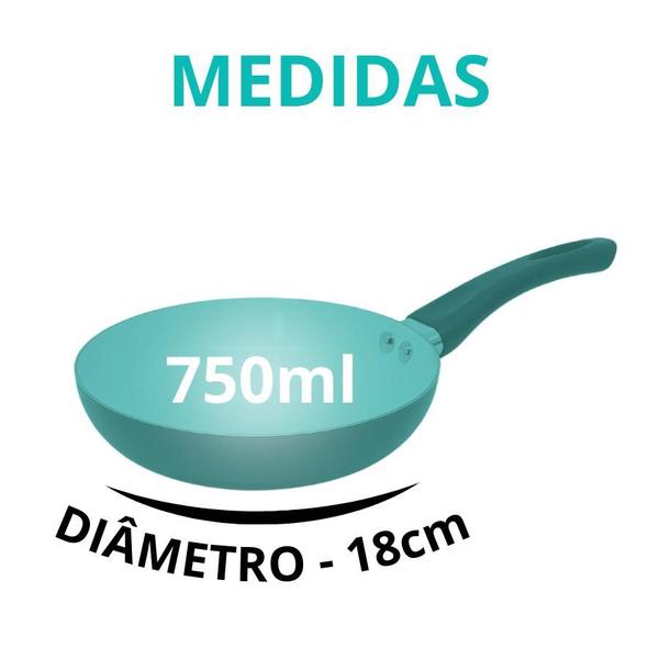 Imagem de Kit 3 Frigideiras Alumínio De Revestimento Cerâmico Antiaderente Não Gruda 18cm