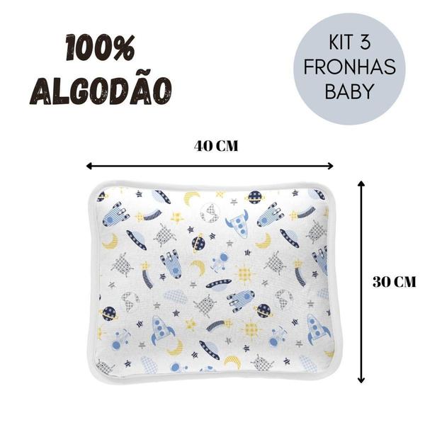 Imagem de Kit 3 Fronhas para Travesseiro Bebê 100% Algodão Estampada Berço - Planetas - Sul Brasil