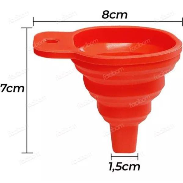 Imagem de Kit 3 Funil Flexível Vermelho Silicone Cozinha Uny Home