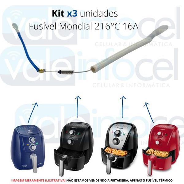 Imagem de Kit 3 fusíveis 216c 16a p/ air fryer mondial afn80 original