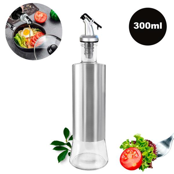 Imagem de Kit 3 Galheteiro Porta Azeite Vinagre Em Inox E Vidro 300ml