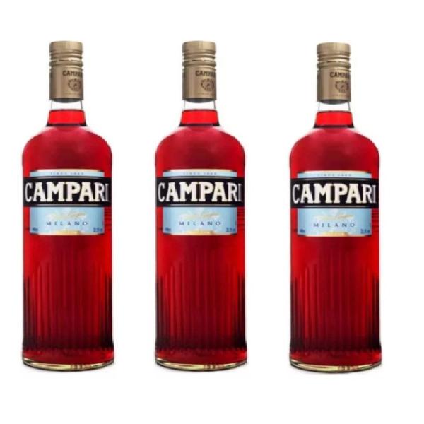 Imagem de Kit 3 Garrafa Bebida Aperitivo Bitter Campari 998ml Original