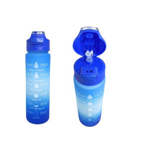 Imagem de Kit 3 Garrafa de Água Colorida Motivacional Treino Academia com Adesivos e Canudo 2L 900ml 300ml