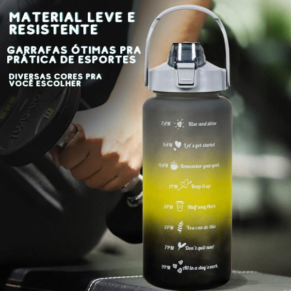 Imagem de Kit 3 Garrafas 2000ml de Água com Adesivos 2D Motivacional em Inglês Squeeze Capacidade