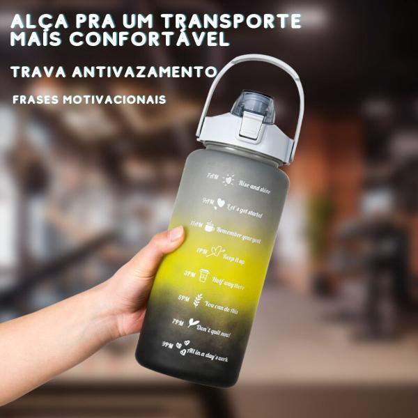 Imagem de Kit 3 Garrafas 2000ml de Água com Adesivos 2D Motivacional em Inglês Squeeze Capacidade