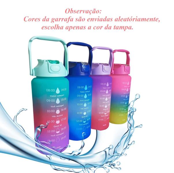 Imagem de Kit 3 Garrafas Galão De Água Squeze Motivacional Com Adesivos Grátis