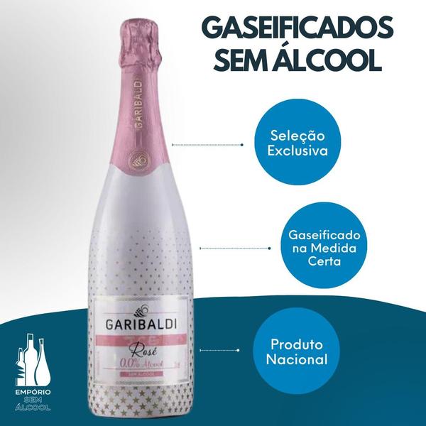 Imagem de Kit 3 Gaseificado Sem Álcool Garibaldi Ice Rosé - 750ml