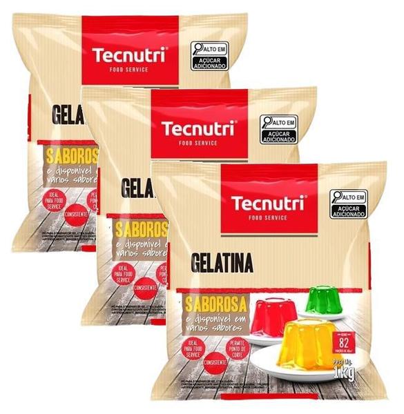 kit 3 GELATINA SOBREMESA SABOR FRAMBOESA TECNUTRI SACHE 1KG Imagem de kit 3 GELATINA SOBREMESA SABOR FRAMBOESA TECNUTRI SACHE 1KG