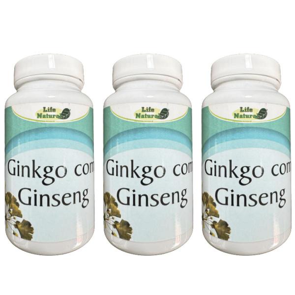 Imagem de Kit 3 Ginkgo Biloba com Ginseng - Life Natural - 60 Cápsulas