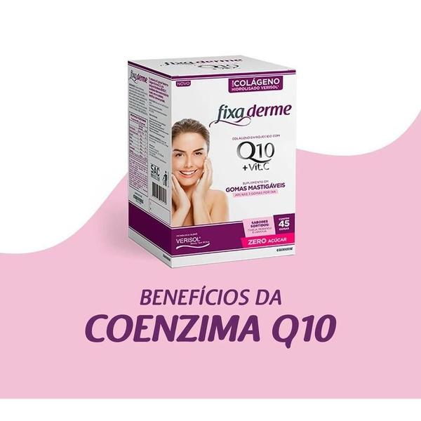 Imagem de kIT 3 Goma Fixa Derme Q10 Colageno Hidrolisado Verisol Mastigável Todo tipo de pele