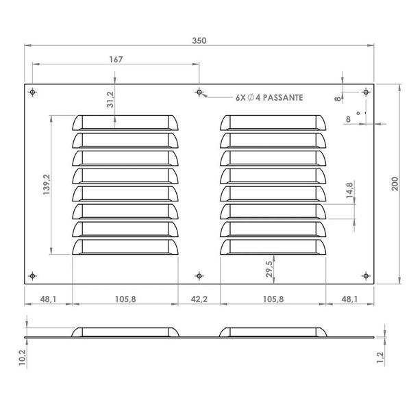 Imagem de Kit 3 Grades de Ventilação de Alumínio Preta 35x20cm ITC