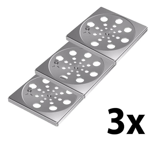 Kit 3 Grelha Quadrada Rotativa Inox 10cm Central Imagem de Kit 3 Grelha Quadrada Rotativa Inox 10cm Central
