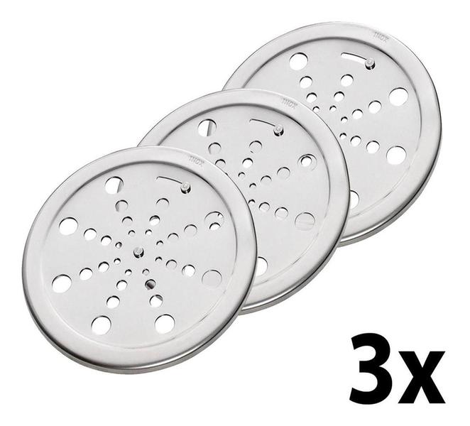 Kit 3 Grelha Redonda Rotativa Aço Inox 15cm Central Imagem de Kit 3 Grelha Redonda Rotativa Aço Inox 15cm Central