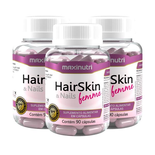 Imagem de Kit 3 HairSkin Femme Biotina e Minerais 90 Caps Maxinutri