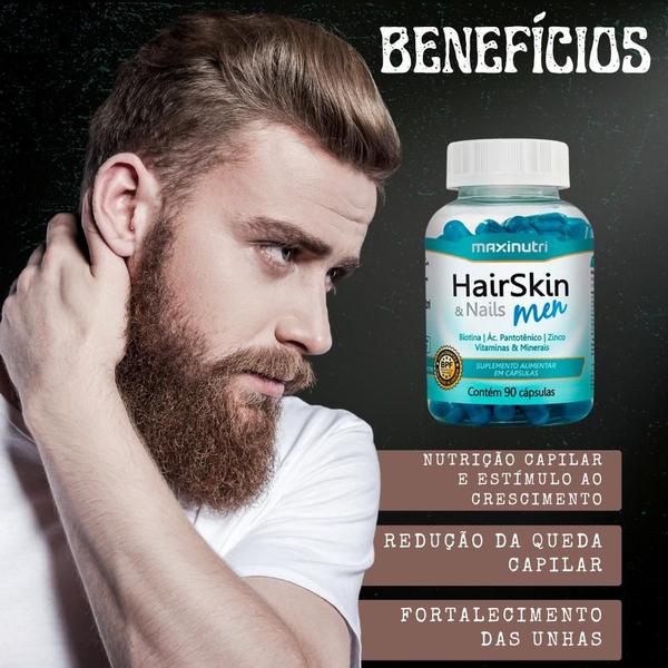 Imagem de Kit 3 HairSkin Men Vitaminas e Minerais 90 Caps Maxinutri