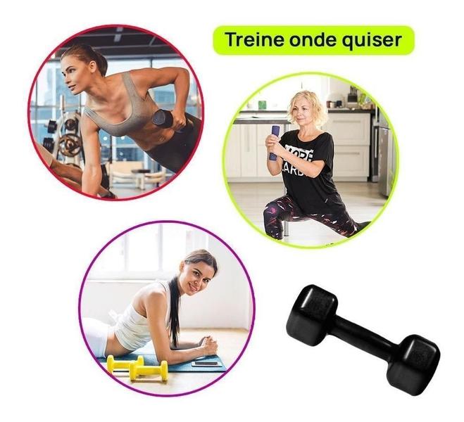 Kit 3 Halteres Peso Academia Bonafit + Suporte 12Kg Imagem de Kit 3 Halteres Peso Academia Bonafit + Suporte 12Kg
