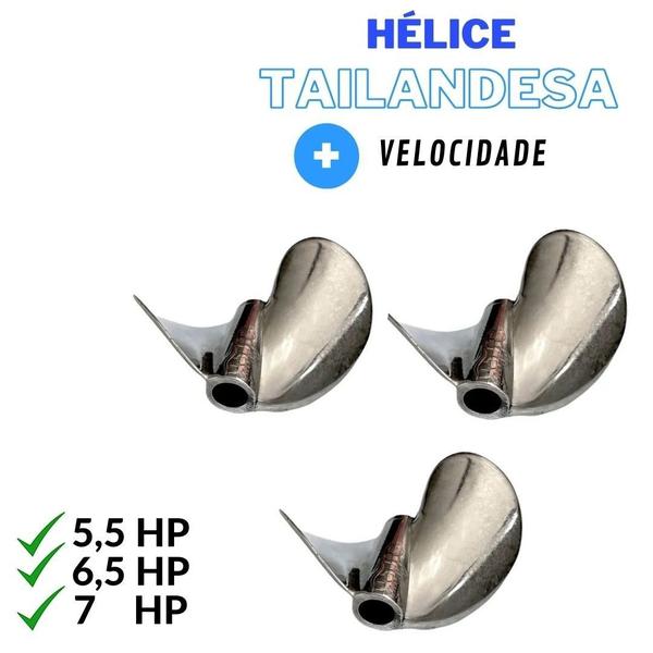 Imagem de Kit 3 Hélices Tailandesa P/ Motor Rabeta 5.5-6,5 E 7HP