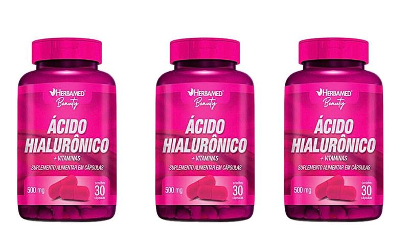 Imagem de Kit 3 Hialurônico + Vitaminas 30 Capsulas. Herbamed