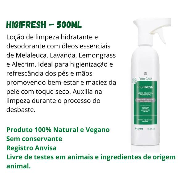 Imagem de Kit 3 Higifresh Higienizador e Desodorante Para Pés e Mãos Foot Care WNF 500ml