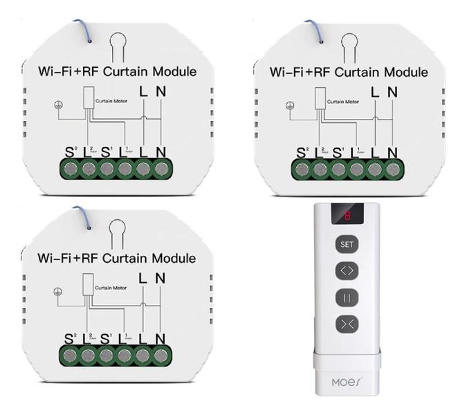 Imagem de Kit 3 Interruptor Cortina Wifi Alexa Google Home + Controle