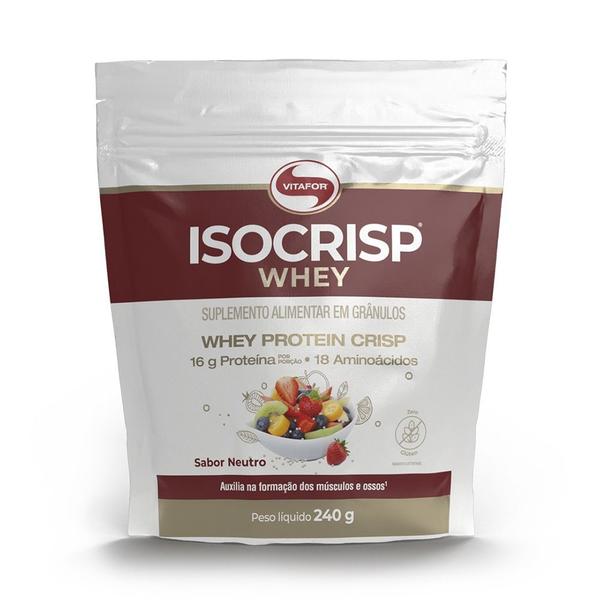 Kit 3 Isocrisp Whey Protein Crisp Vitafor Pouch 240g Neutro Imagem de Kit 3 Isocrisp Whey Protein Crisp Vitafor Pouch 240g Neutro