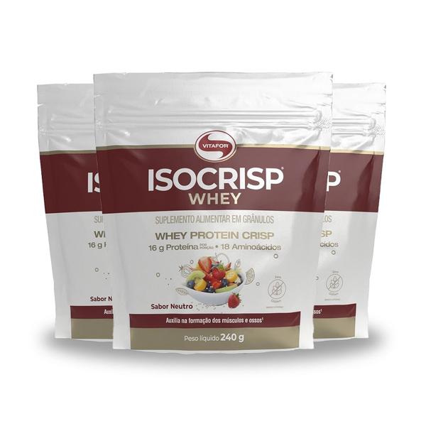 Imagem de Kit 3 Isocrisp Whey Protein Crisp Vitafor Pouch 240g Neutro