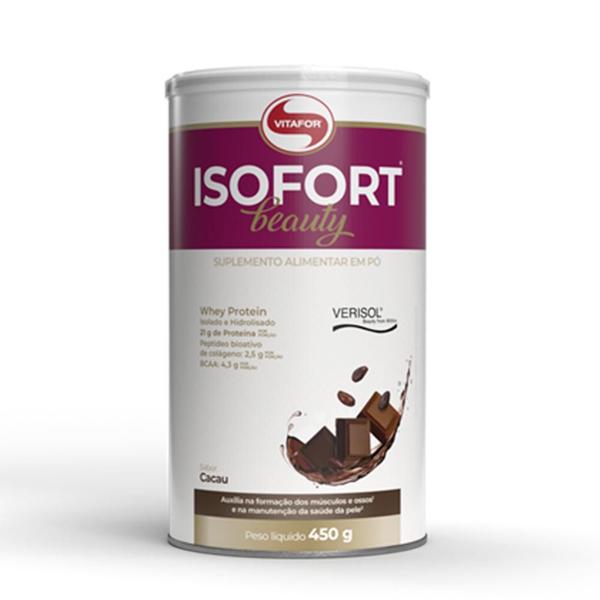 Imagem de Kit 3 Isofort Beauty Whey Protein Isolado Vitafor 450g Cacau