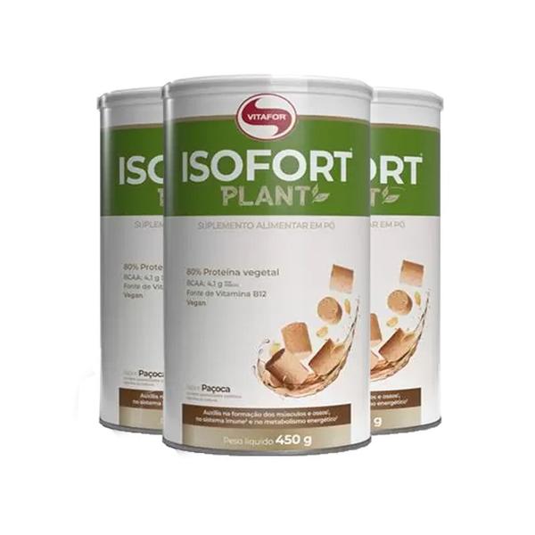 Imagem de Kit 3 Isofort Plant Vitafor 450g Paçoca