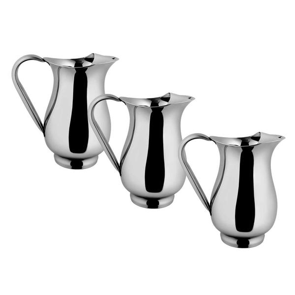 Kit 3 Jarras de Suco Inox Aço com Separador de Gelo Em Casa Tem Água 2 Litros - EmCasaTem Imagem de Kit 3 Jarras de Suco Inox Aço com Separador de Gelo Em Casa Tem Água 2 Litros