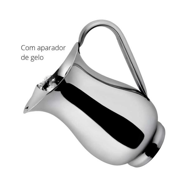 Kit 3 Jarras de Suco Inox Aço com Separador de Gelo Em Casa Tem Água 2 Litros - EmCasaTem Imagem de Kit 3 Jarras de Suco Inox Aço com Separador de Gelo Em Casa Tem Água 2 Litros