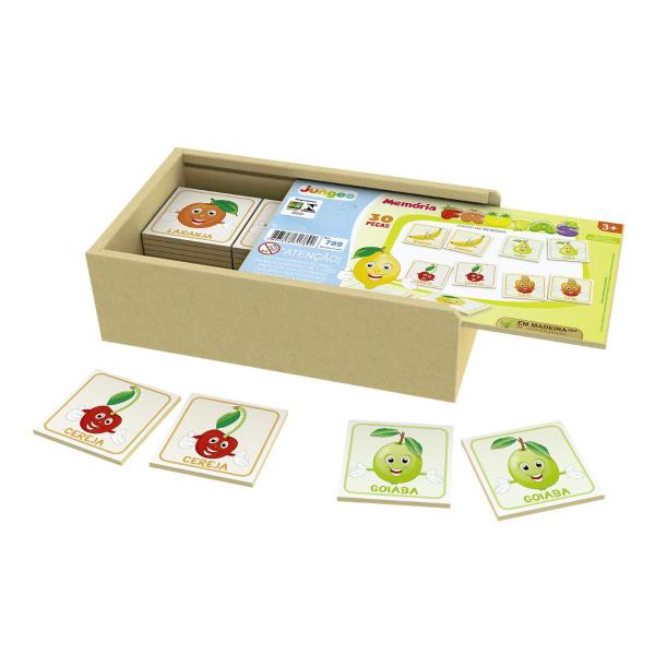 Imagem de Kit 3 Jogos da Memória Animais Frutas Fazenda 90 Peças 4x4cm Educativo Alfabetização Madeira Junges