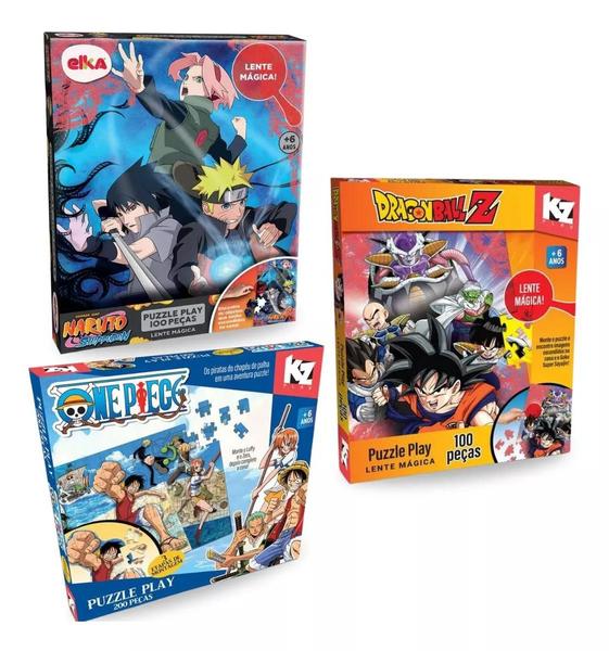 Kit 3 Jogos Quebracabeça One Piece E Naruto E Dragon Ball