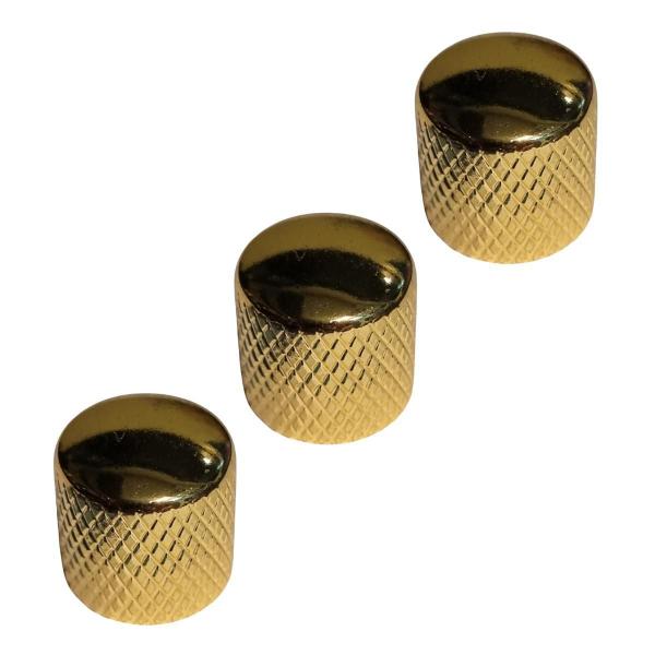 Imagem de Kit 3 Knob Baixo Guitarra Metal Curvo Sem Parafuso Dourado