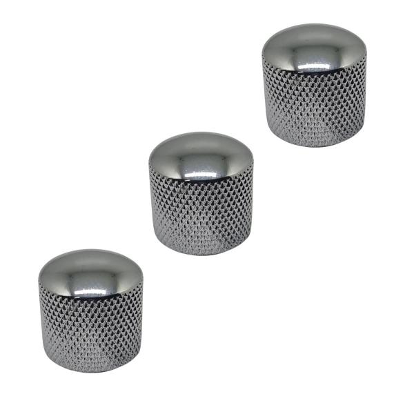 Imagem de Kit 3 Knob Baixo Guitarra Metal Sem Parafuso KB01 Cromado