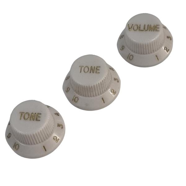 Imagem de Kit 3 Knob Strato Volume Tone Tone Plástico Abs Branco