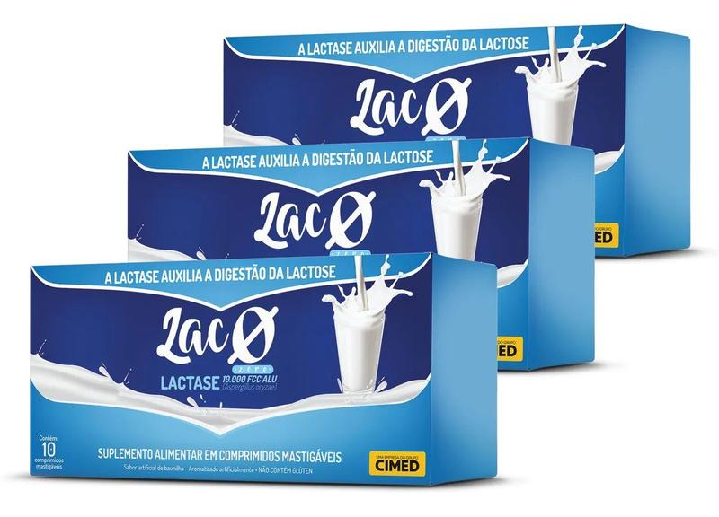 Imagem de Kit 3 Lac Zero Lactase Sabor baunilha 10Cpr - Cimed