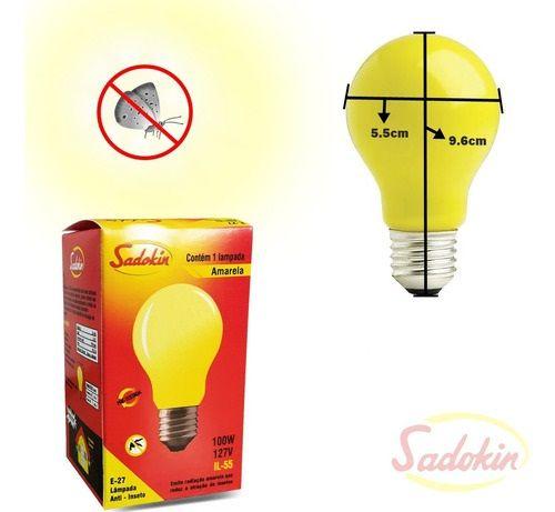 Imagem de Kit 3 Lâmpada Anti Inseto Amarela Bulbo 60w - 220V Sadokin