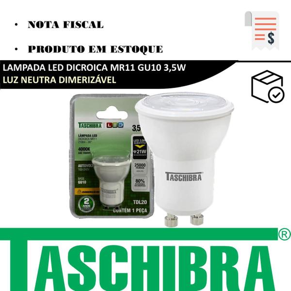 Imagem de Kit 3 Lampada Dicroica MR11 3,5W Gu10 Dimerizavel Luz Neutra 4000K