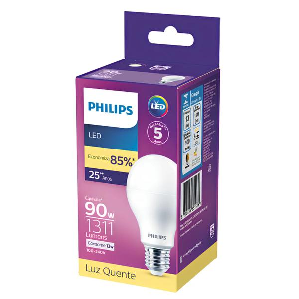 Imagem de Kit 3 Lâmpada Led Bulbo 13w = 90w 1311lm Bivolt Philips 3000k amarela Cor Da Luz Branco-quente