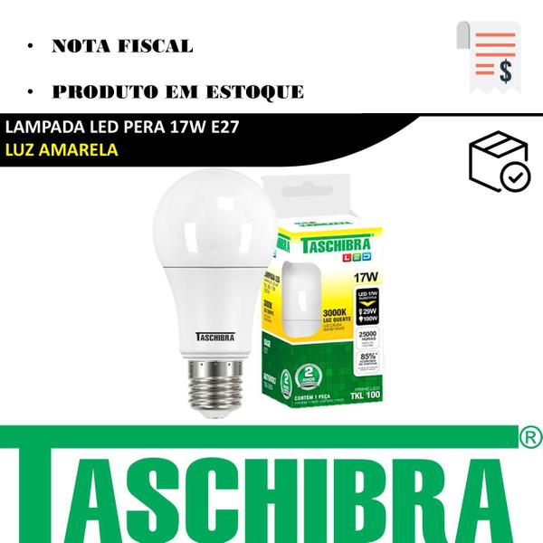 Imagem de Kit 3 Lampada Led Bulbo 17w Branco Quente 3000K Amarela Bivolt