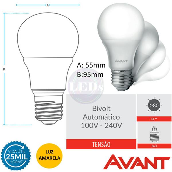 Imagem de Kit 3 Lampada Led Bulbo PERA 4,8w E27 Branca Quente 3000K Amarela