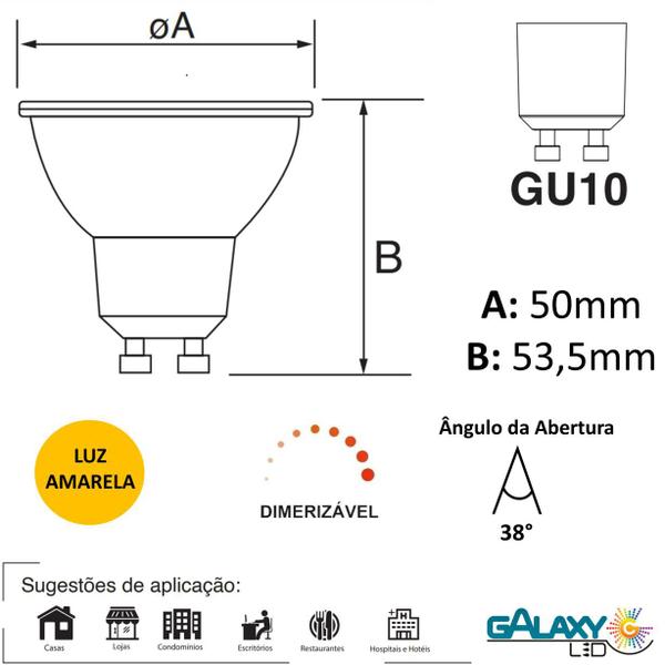 Imagem de Kit 3 Lampada Led Dicroica MR16 7W Gu10 Dimerizavel 3000K 110V