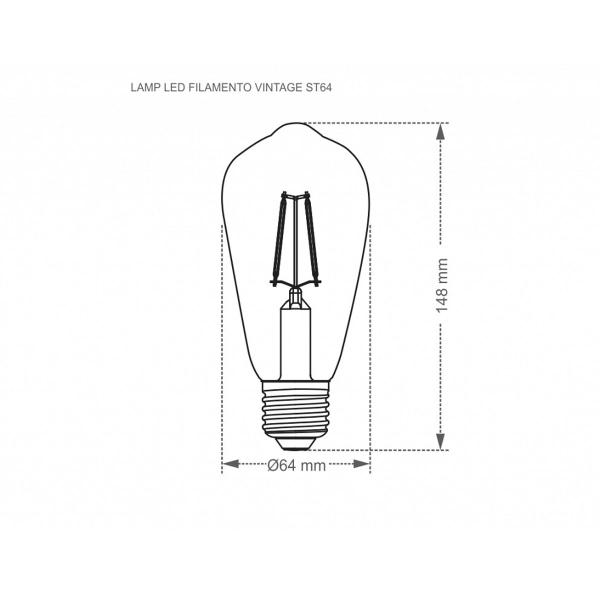 Imagem de Kit 3 Lâmpada LED Filamento Vintage DIM ST64 4W Âmba 127/220