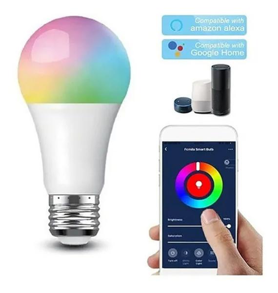 Imagem de Kit 3 Lampada Led Inteligente RGB Wifi 10w Smart  Controle App Celular Colorida Muda Cor Com Ritmo 