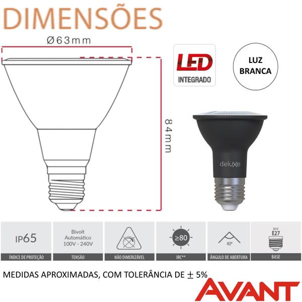 Imagem de Kit 3 Lampada Led Par20 Preto 7w Branco Frio 6500K E27 Bivolt