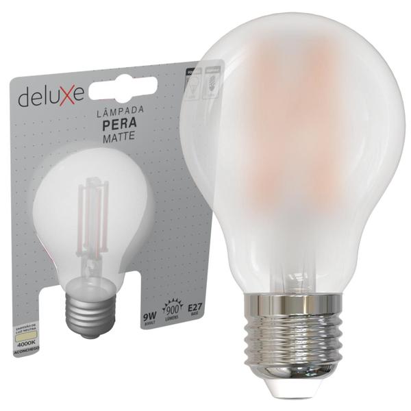 Kit 3 Lampada Led Pera Matte 9w Filamento Branco Neutro 4000k E27 - Avant Imagem de Kit 3 Lampada Led Pera Matte 9w Filamento Branco Neutro 4000k E27