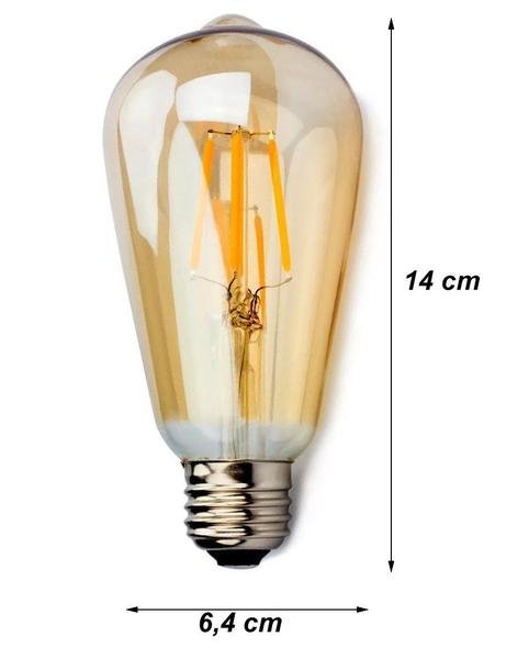 Imagem de Kit 3 Lâmpada Retrô Led St64 Dimerizável 110V