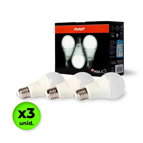 Imagem de Kit 3 Lâmpadas LED Bulbo 15W 6500K Frio E27 Avant