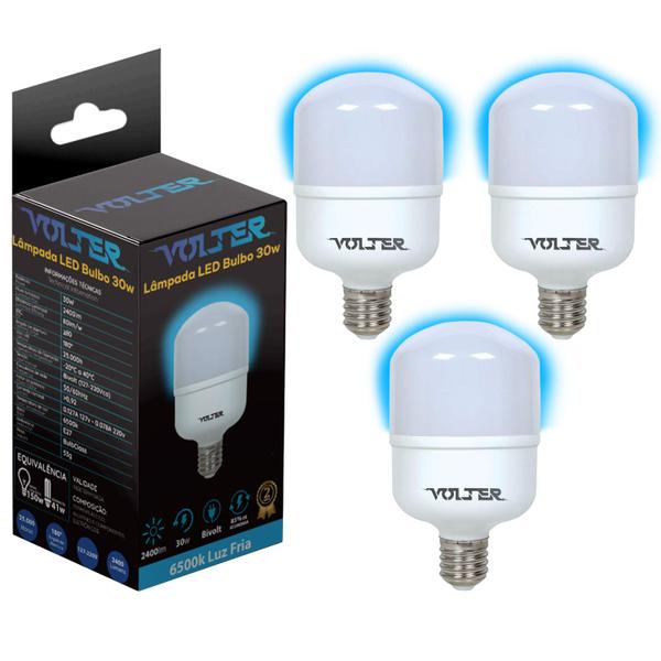 Imagem de Kit 3 Lâmpadas Led Bulbo 30w Volter Branco Frio 6500k Alta Potência Cor Da Luz Branco-frio 110v/220v